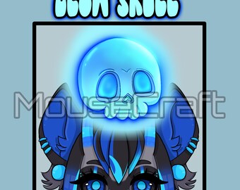 Glow Skull | Cute Animal Pals | PNG Tuber Accessories | Twitch Assets