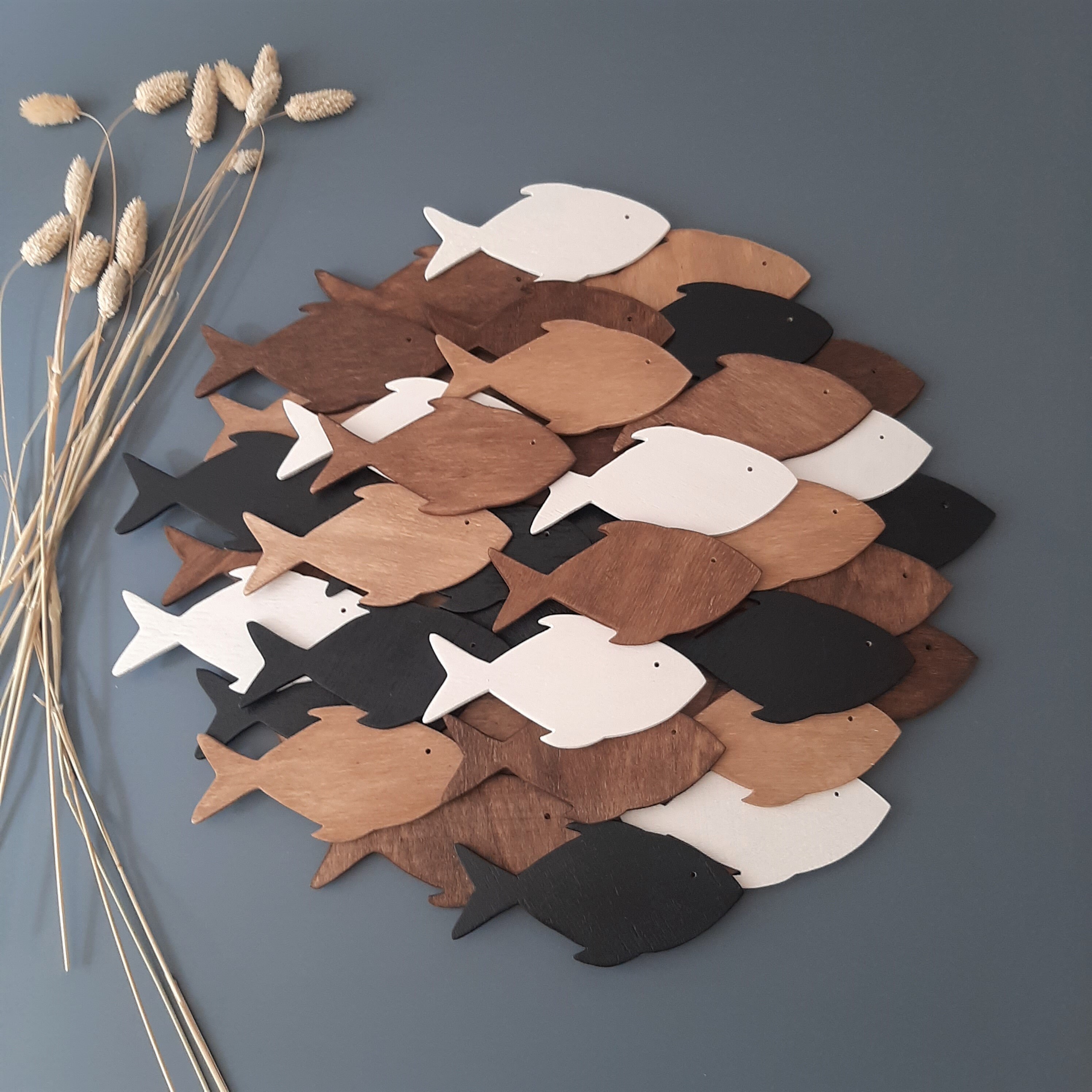 Wooden Fish Wall Art, School of Fish Wall Decor, Modern Wall Art