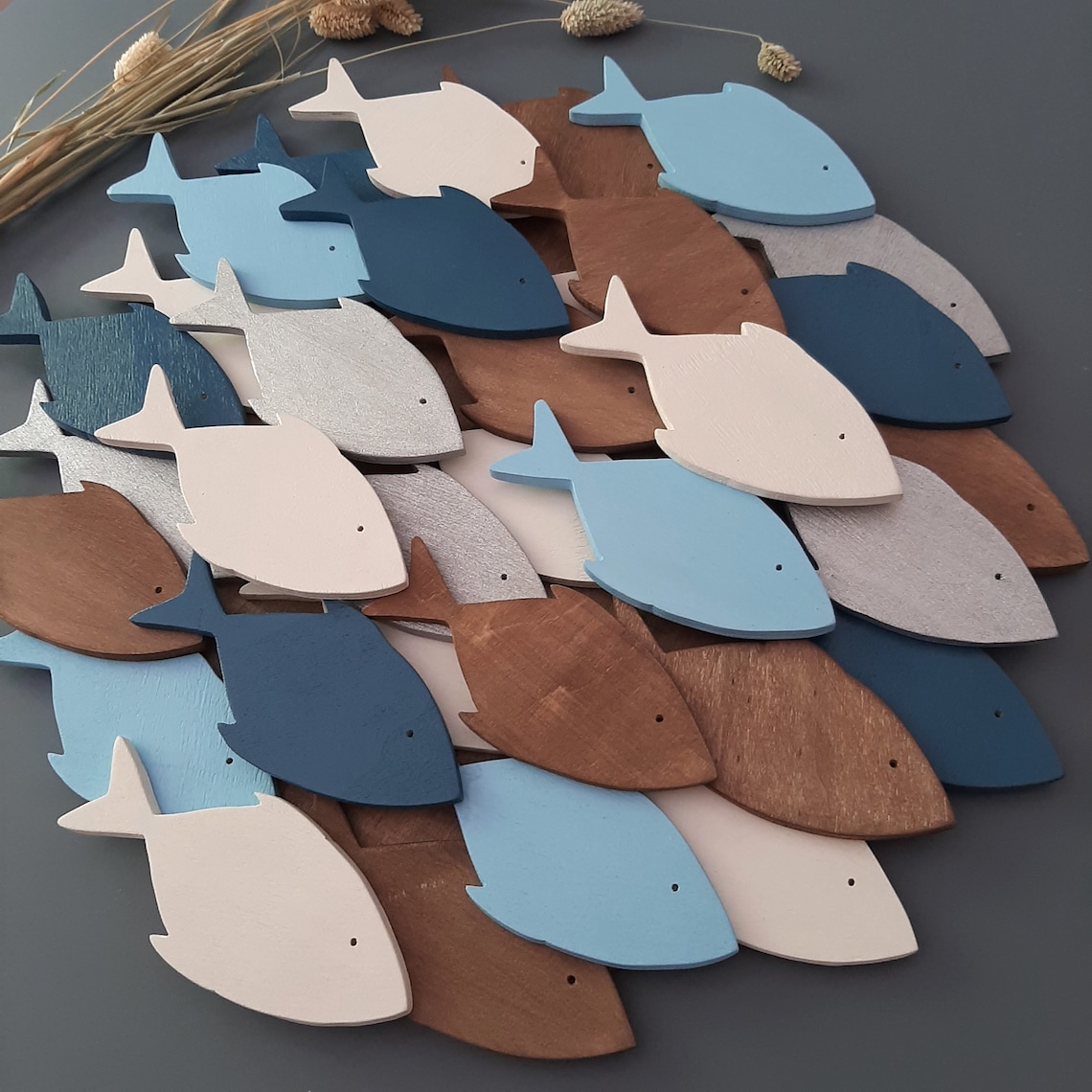 Wooden Fish Wall Art, School of Fish Wall Decor, Modern Wall Art