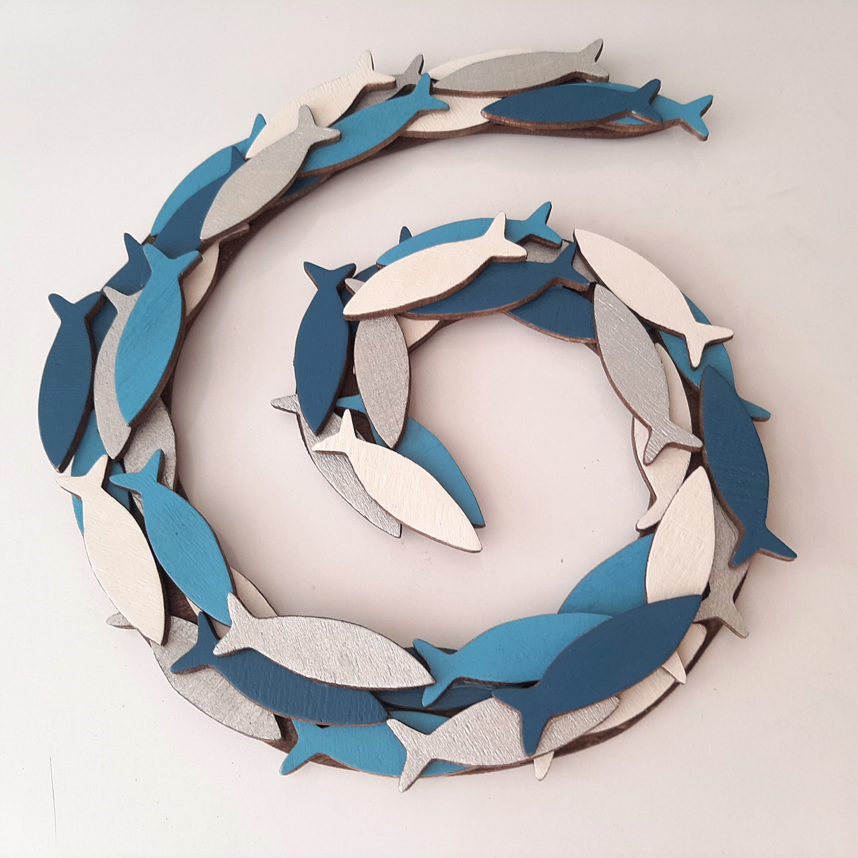 Wooden Fish Wall Art, School of Fish Wall Decor, Modern Wall Art