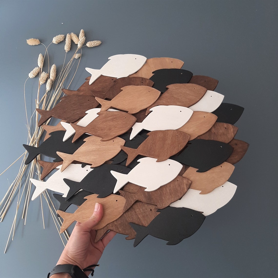 Wooden Fish Wall Art, School of Fish Wall Decor, Modern Wall Art