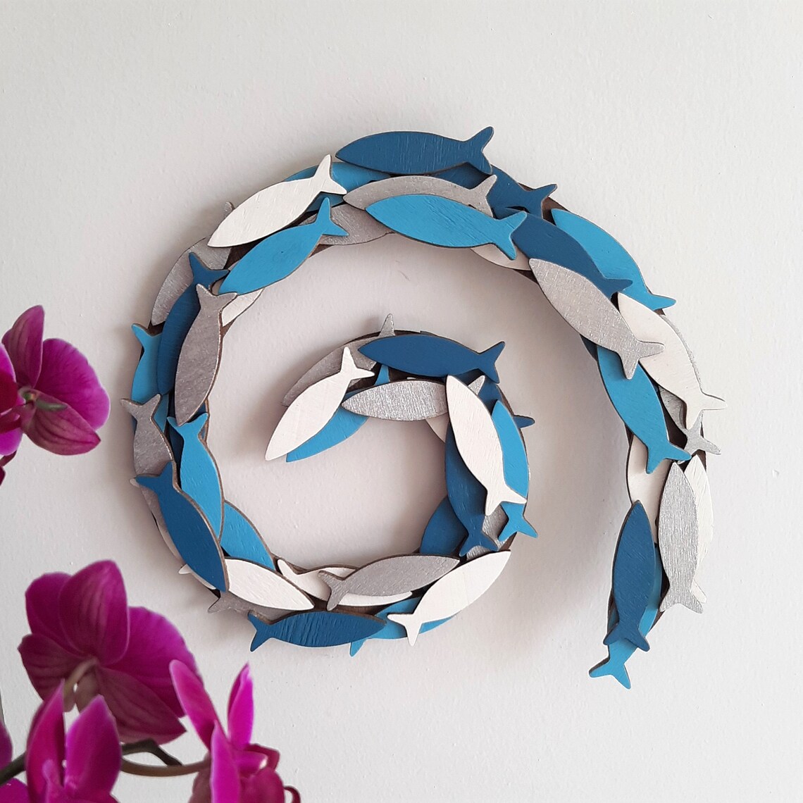 Wooden Fish Wall Art, School of Fish Wall Decor, Modern Wall Art