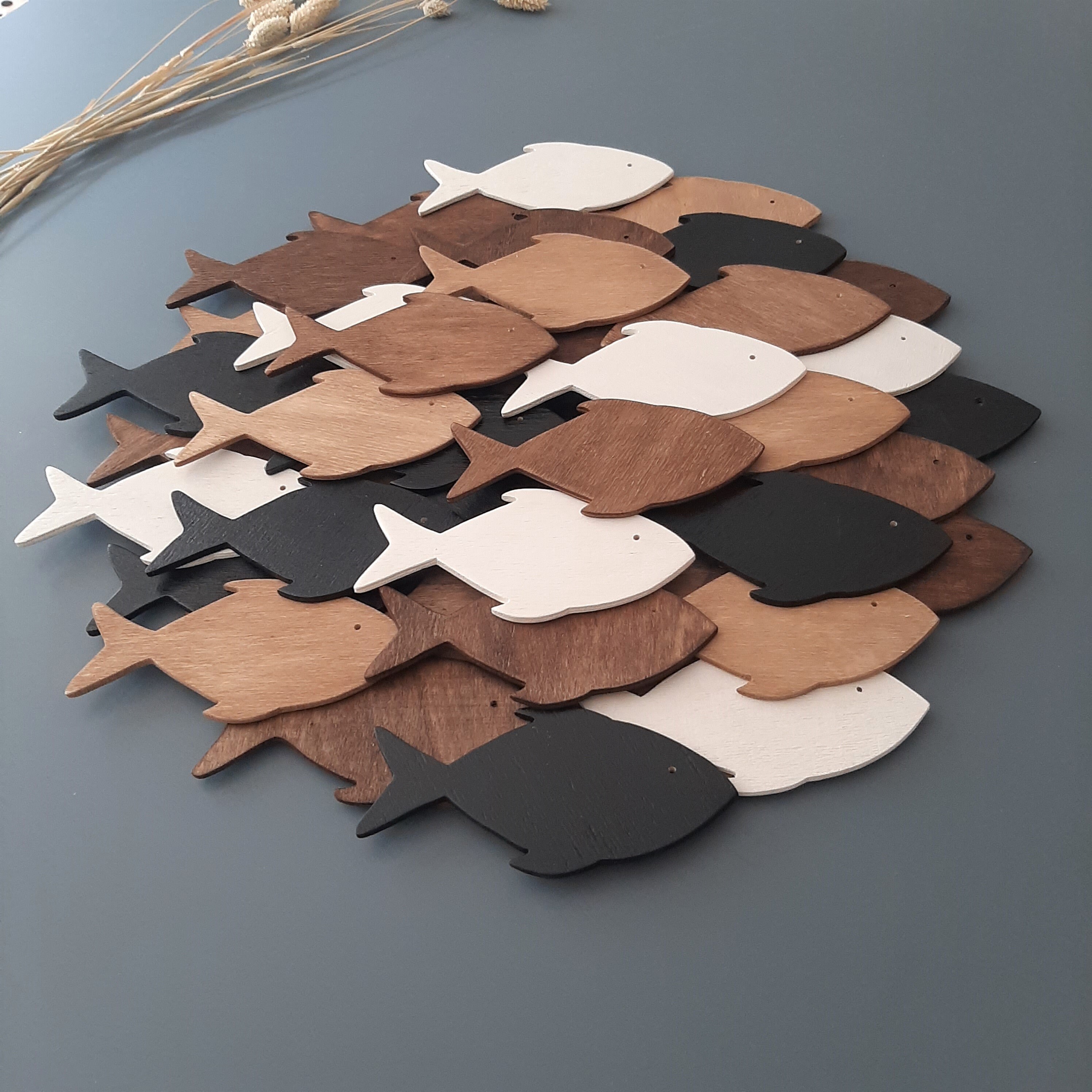 Wooden Fish Wall Art, School of Fish Wall Decor, Modern Wall Art