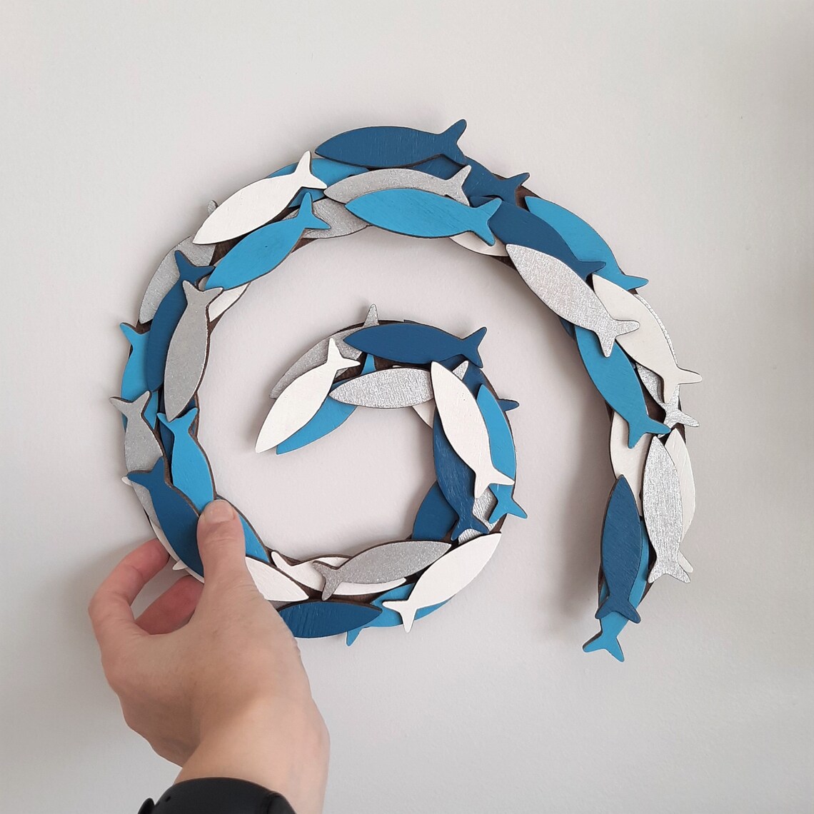 Wooden Fish Wall Art, School of Fish Wall Decor, Modern Wall Art