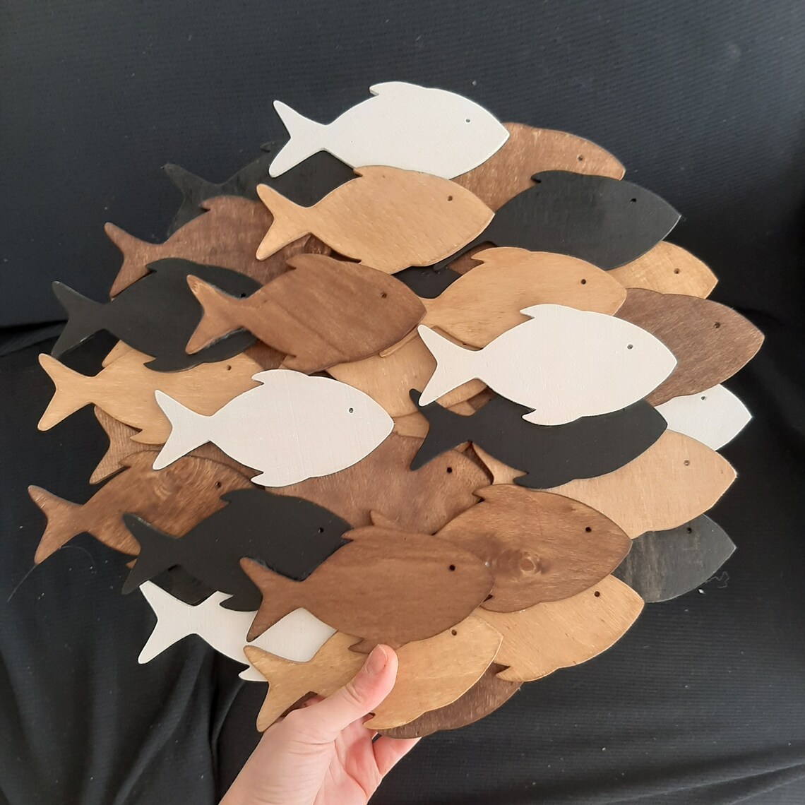 Wooden Fish Wall Art School of Fish Wall Decor Modern Wall Etsy