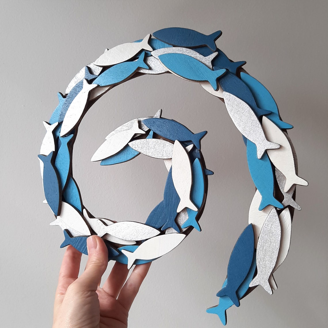 Wooden Fish Wall Art, School of Fish Wall Decor, Modern Wall Art