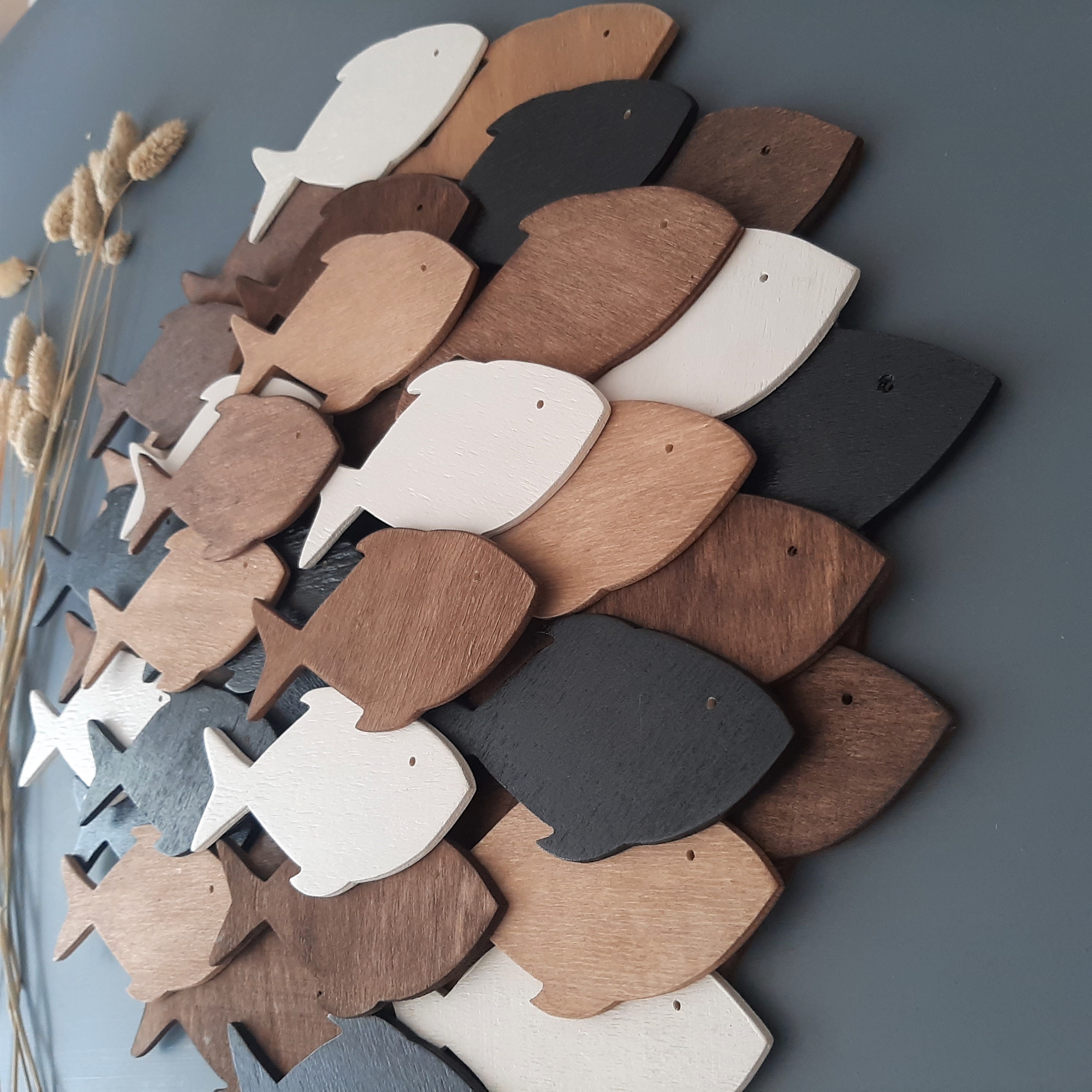 Wooden Fish Wall Art, School of Fish Wall Decor, Modern Wall Art