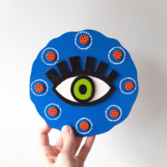 Set of 2 wooden evil eye wall decor Lucky charms wall art The eye wall