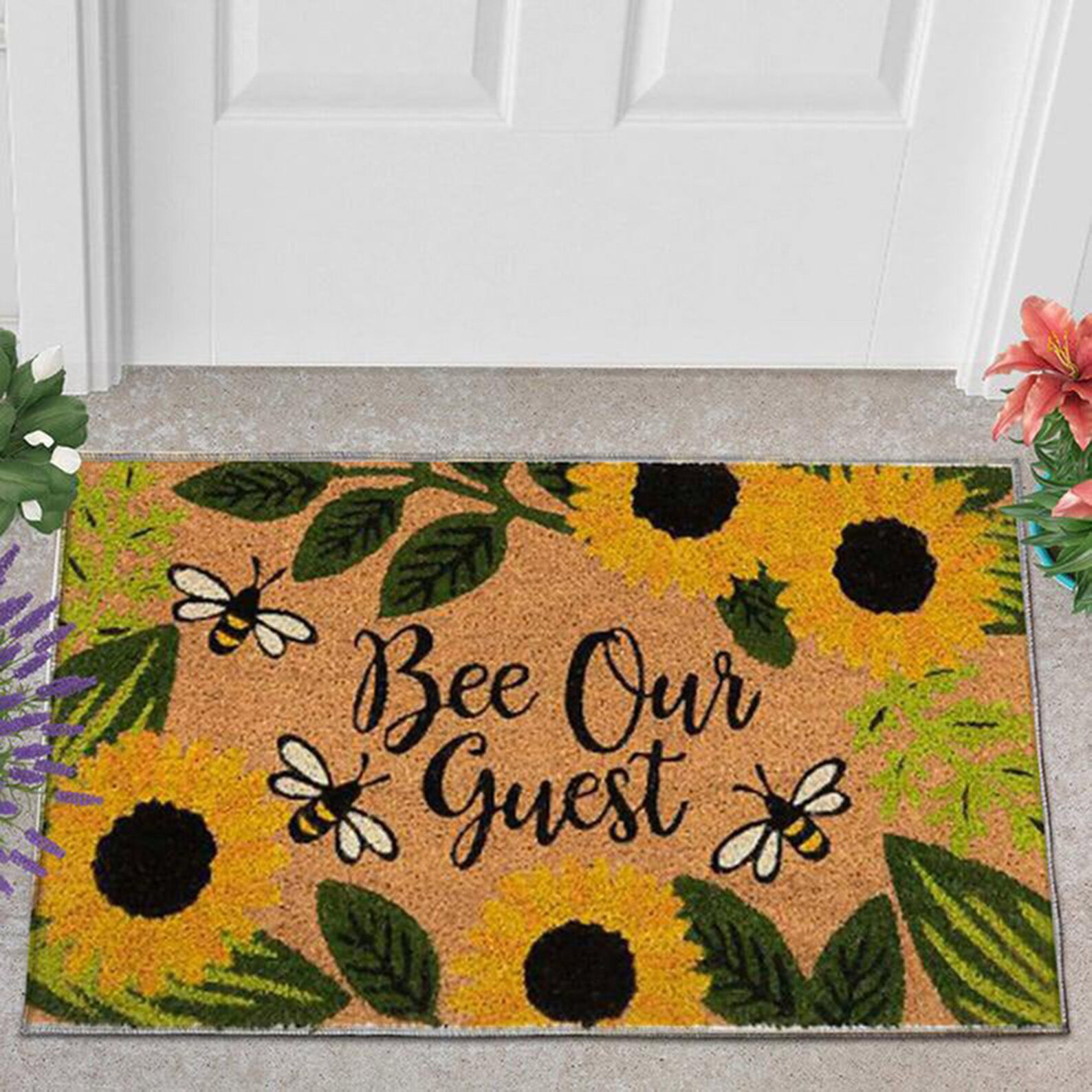 Bee Our Guest Sunflower Doormat Bee Lover Doormat Etsy
