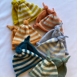 Top Knot Newborn Baby Mützen - Weiche Lammwolle - Reine Schurwolle