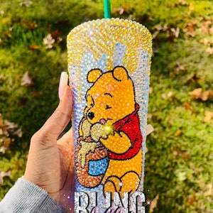 Winnie the Pooh Crystal Bling Tumbler Cup: Hunny Bear Starbucks Cup