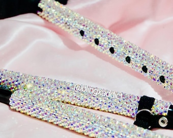 Crystal Bedazzled Foldable Walking Cane | Ergonomic Grip Handle | Supports Up to 350 lbs | Adjustable Height to 6’5” | Custom Name Option