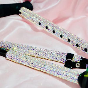 Crystal Bedazzled Foldable Walking Cane | Ergonomic Grip Handle | Supports Up to 350 lbs | Adjustable Height to 6’5” | Custom Name Option