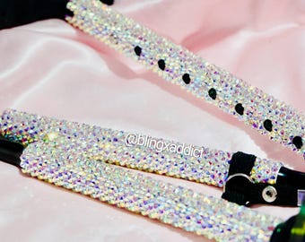 Crystal Bedazzled Foldable Walking Cane | Ergonomic Grip Handle | Supports Up to 350 lbs | Adjustable Height to 6’5” | Custom Name Option