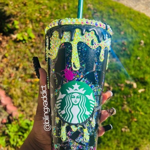 Beetlejuice 3x Glitter Crystal Starbucks Cup, Halloween Tumbler Cup