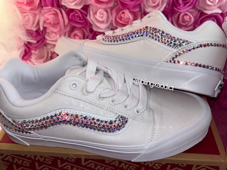 Vans Skool Rhinestone Custom Bedazzled KNU Skool Vans | Choose Glass or Swarovski Crystal - Etsy