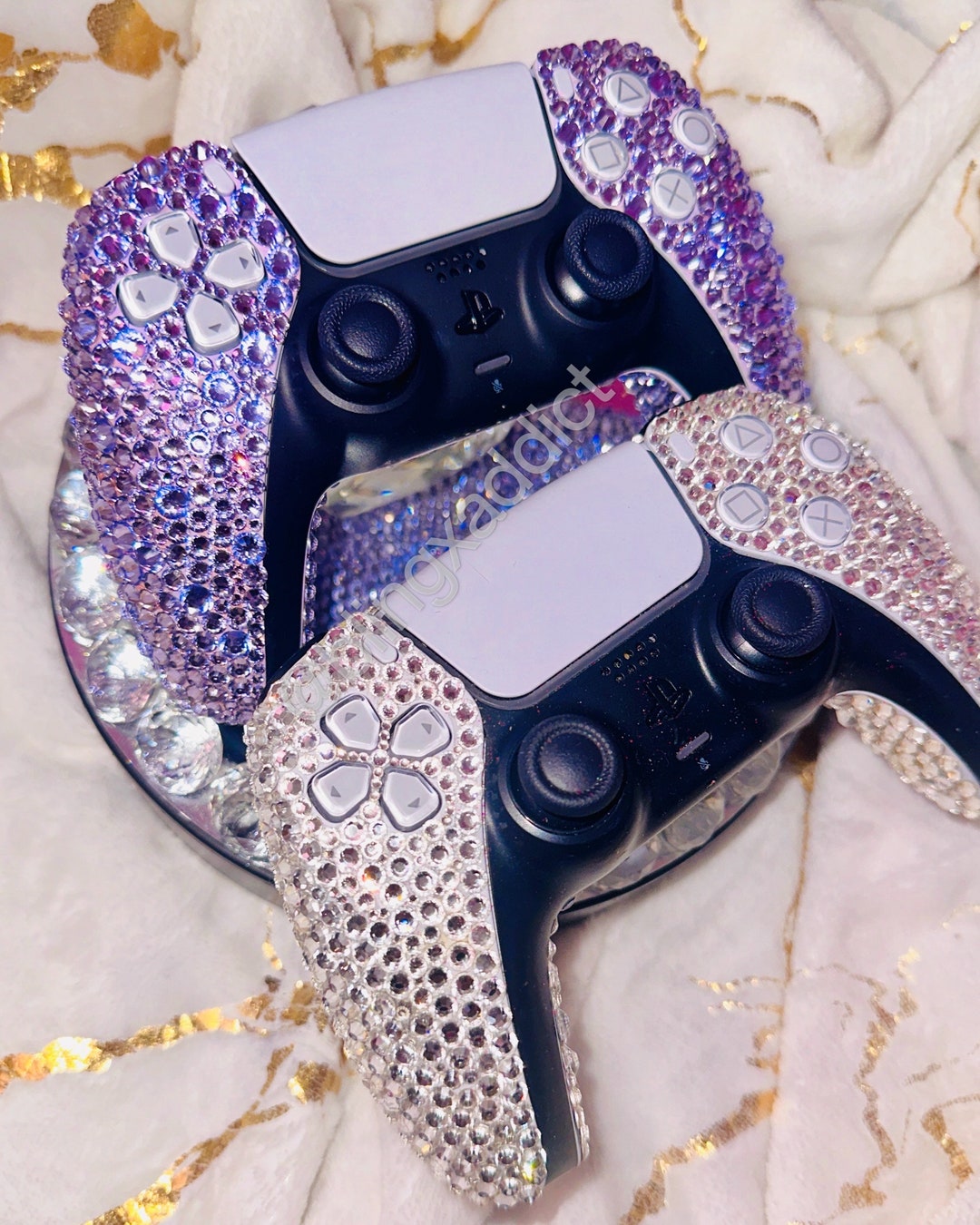 Pink Badazzled Controller Schillernder Crystal Custom Playstation 5 oder 4 Wireless Bling ...