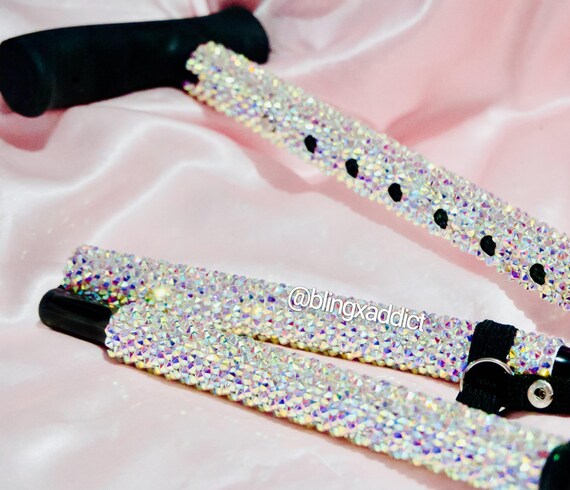 Crystal Bedazzled Foldable Walking Cane | Ergonomic Grip Handle | Supports Up to 350 lbs | Adjustable Height to 6’5” | Custom Name Option