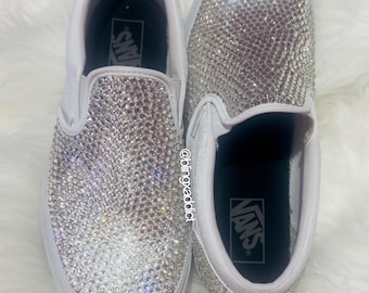 Fully Crystalized Bling Vans | Women’s Slip-On Sneakers for Birthday, Bridal & Event Wear