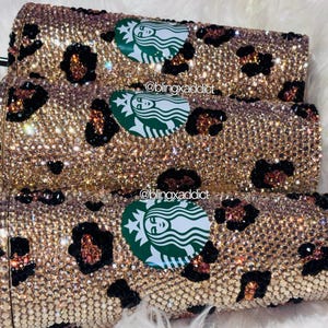Crystal My Spots Custom Bedazzled Leopard Starbucks Tumbler: Rhinestone Bling Cup