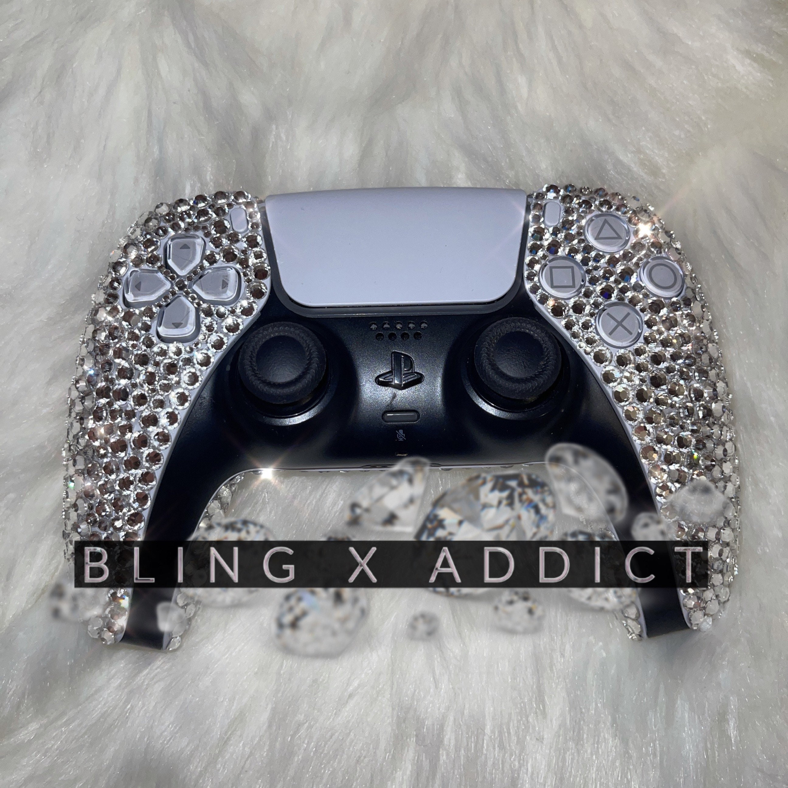 PS5 DualSense Controller Skin Mint Gold Marble Sparkle