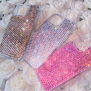 Coque de portable Bling Swarovski personnalisée | Couverture scintillante Crystal Bedazzled Sparkle | Coque personnalisée de luxe pour iPhone, Samsung et plus