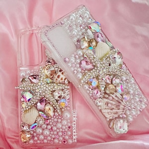 Bling Starfish Phone Case: Custom Seashells, Pearls & Gems