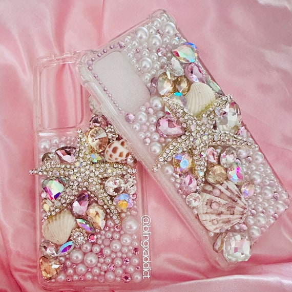 Bling Starfish Phone Case: Custom Seashells, Pearls & Gems - Etsy