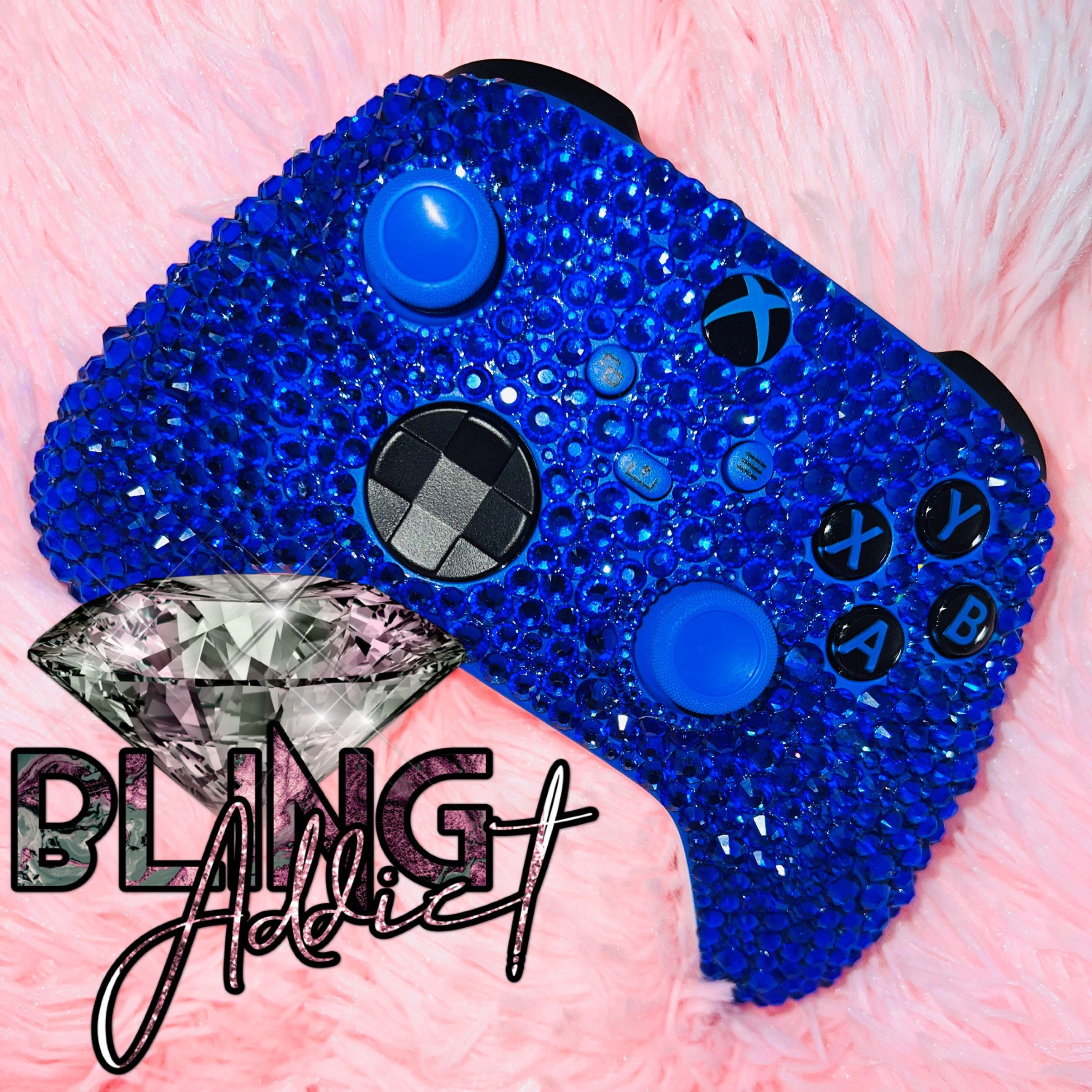 READY TO SHIP Xbox X & One Bling Blue Wireless Controller Etsy