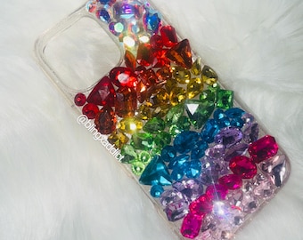 Radiant Rainbow | Custom 3D Gem Bling Case Color Pop Crystals | Rainbow 3D Gem Phone Case