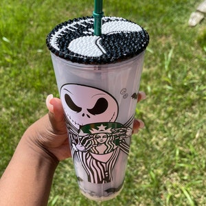 Halloween Bae Spooky Snow Globe Starbucks Tumbler Cup – Customized Glitter Cold Cup, Personalized Halloween Gift, Creepy Cute Drinkware