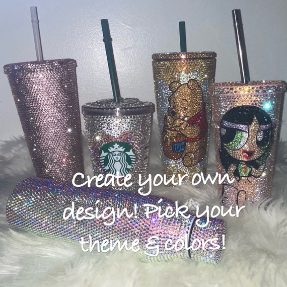 Personalized Custom Crystal Bling Cold Cup Tumbler 