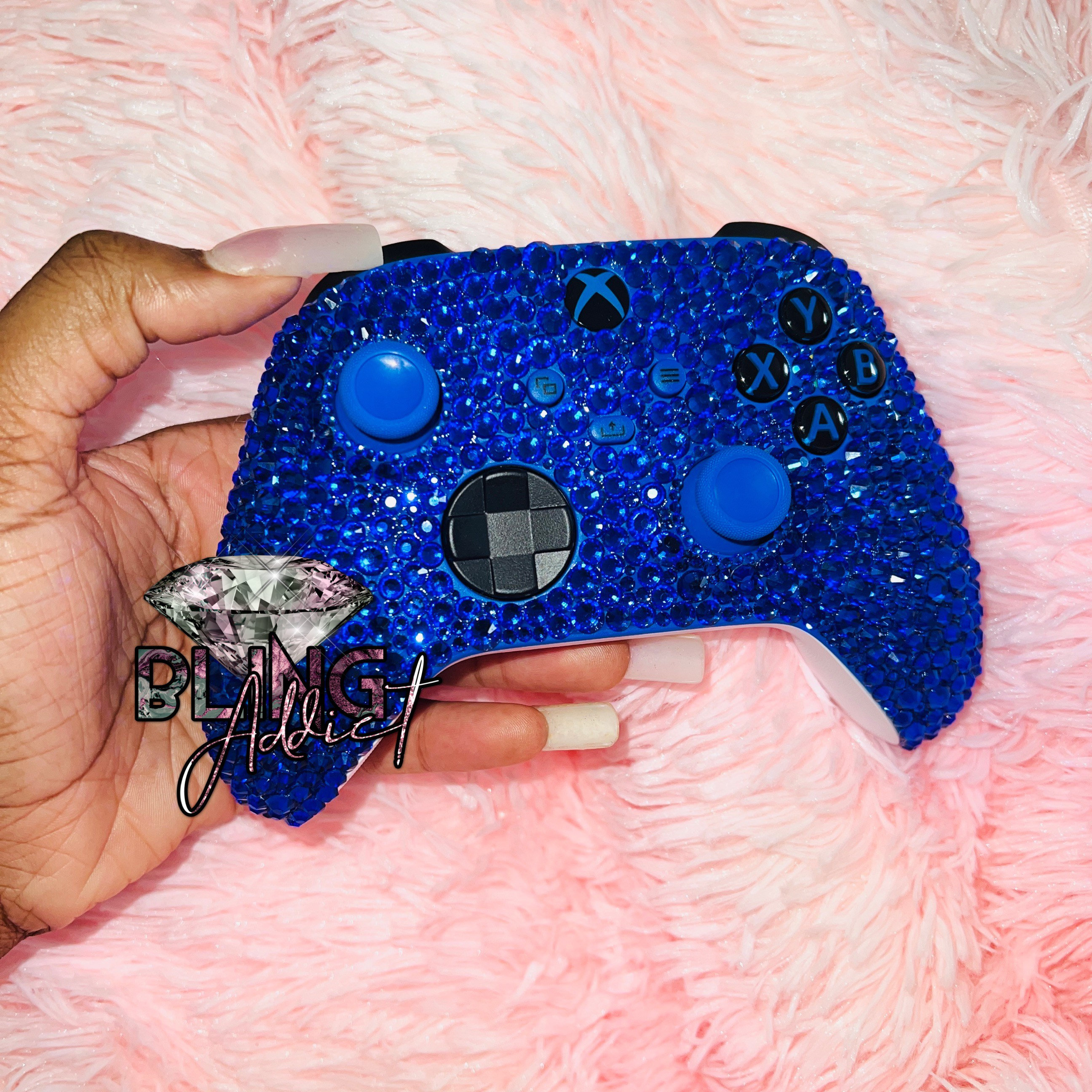READY TO SHIP Xbox X & One Bling Blue Wireless Controller Etsy