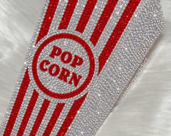 Reusable Bling Popcorn Bucket | Rhinestone Movie Room Decor | Red Crystal Movie Night Container | Small or Large