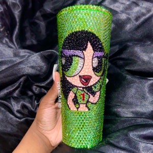 Power Puff Bae Crystal Bling Custom 24oz Starbucks Rhinestone Tumbler Cup