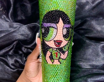 Power Puff Bae Crystal Bling Custom 24oz Starbucks Rhinestone Tumbler Cup