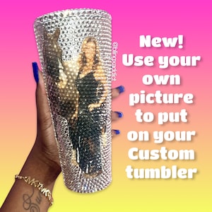 Your PICTURE| Personalized Custom Crystal Bling Cold Cup Tumbler