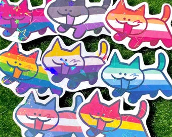 lgbt pride kitty holo stickers
