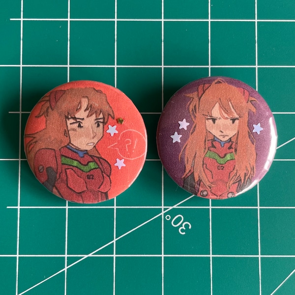 neon genesis evangelion - asuka langley button set of 2