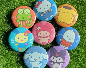 kawaii animal friends pinback buttons