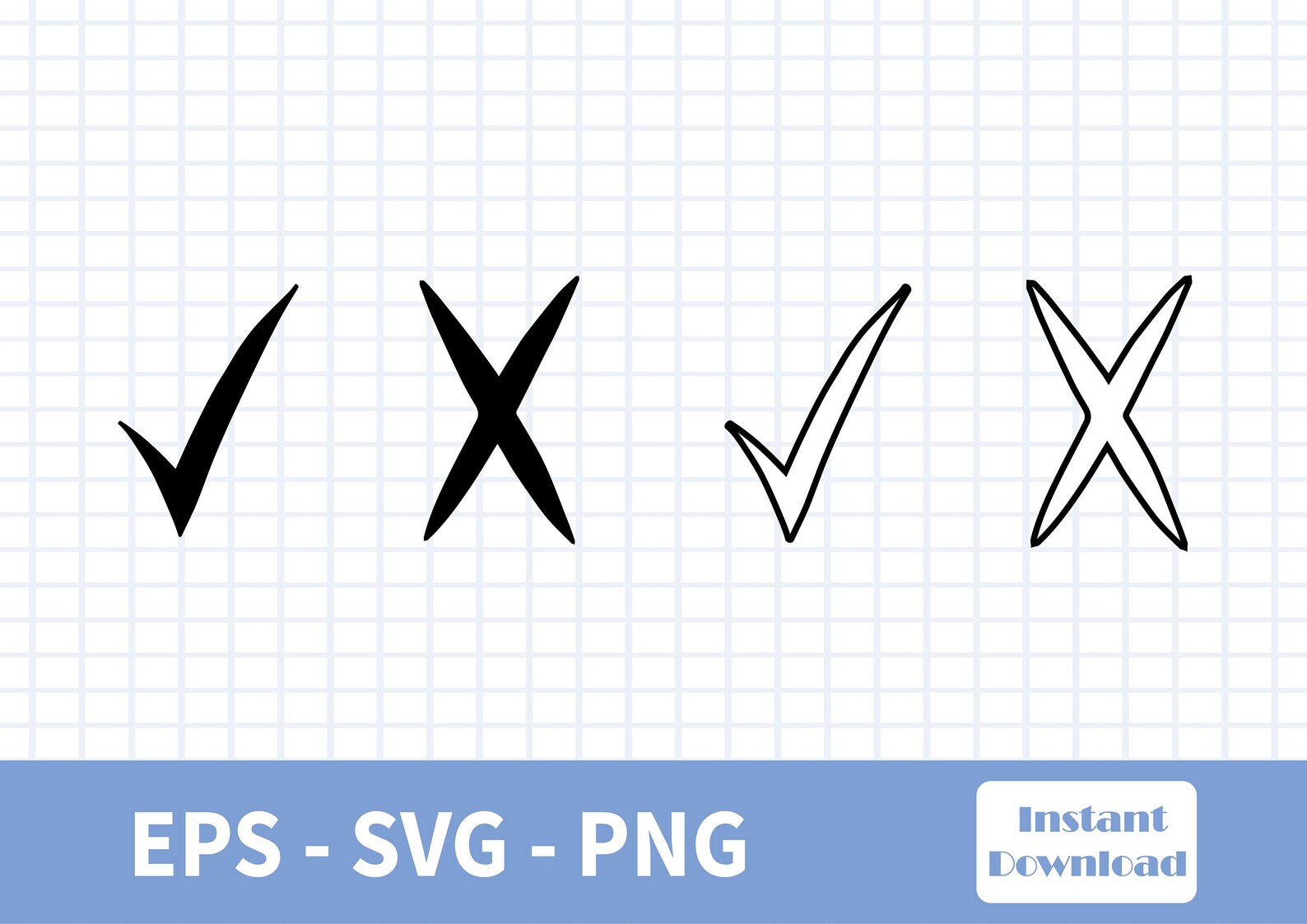 Right and wrong symbols clipart hand drawn style in SVG PNG Etsy