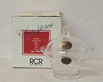 RCR San Marco Lead Crystal Trinket Box 24% PbO Italian Crystal Lidded Dish, Made in Italy, Vintage Royal Crystal Rock Miniature di Cristallo