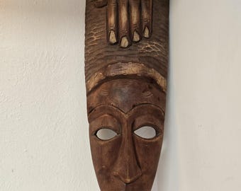 Maschera Etnica In Legno Dipinta A Mano – Statua Africana Tribale, 19 Cm, Decorazione Da Parete