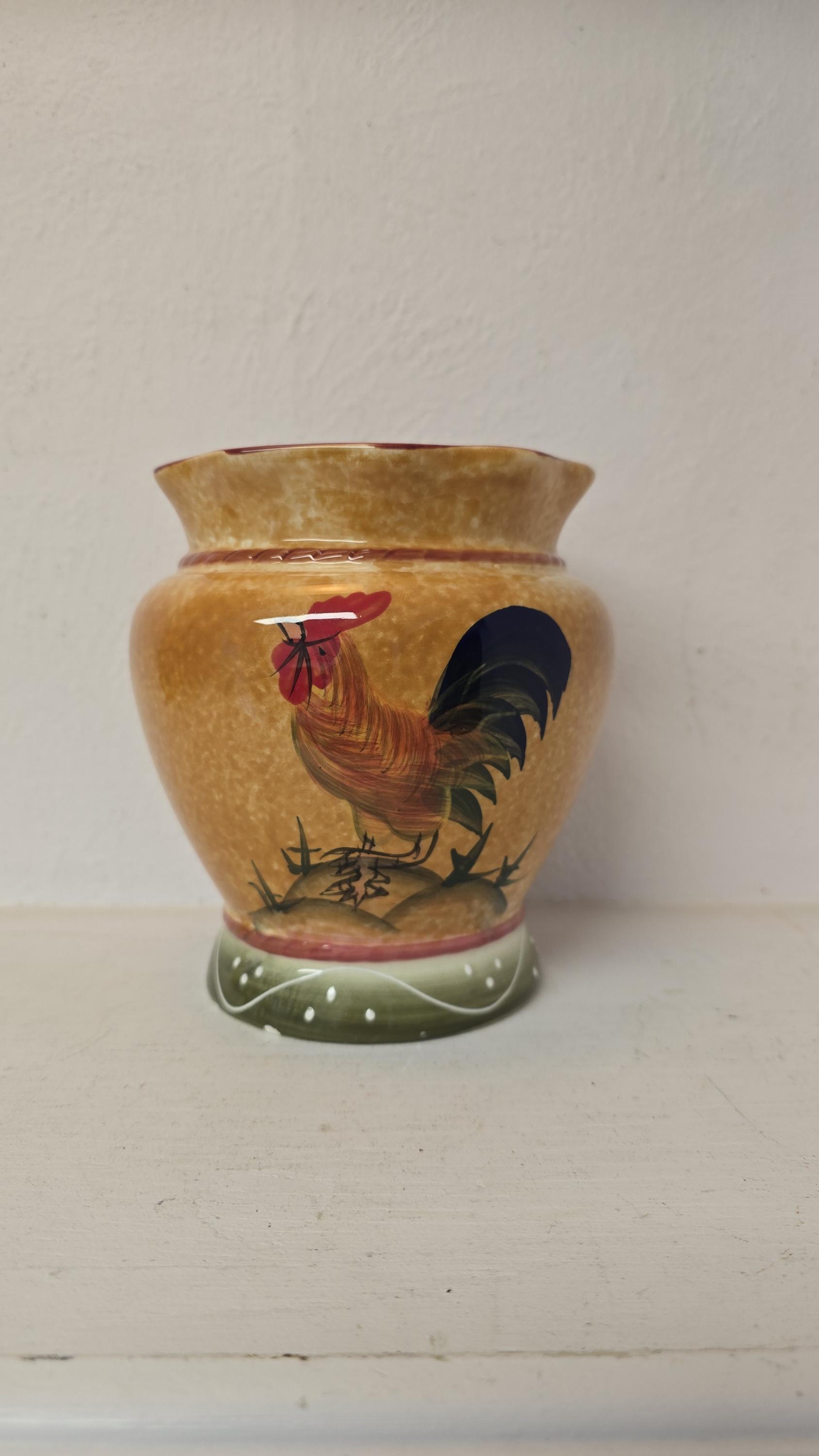 POT VASE EN Faïence avec couvercle Hubert BEQUET Décor Floral Fait Main