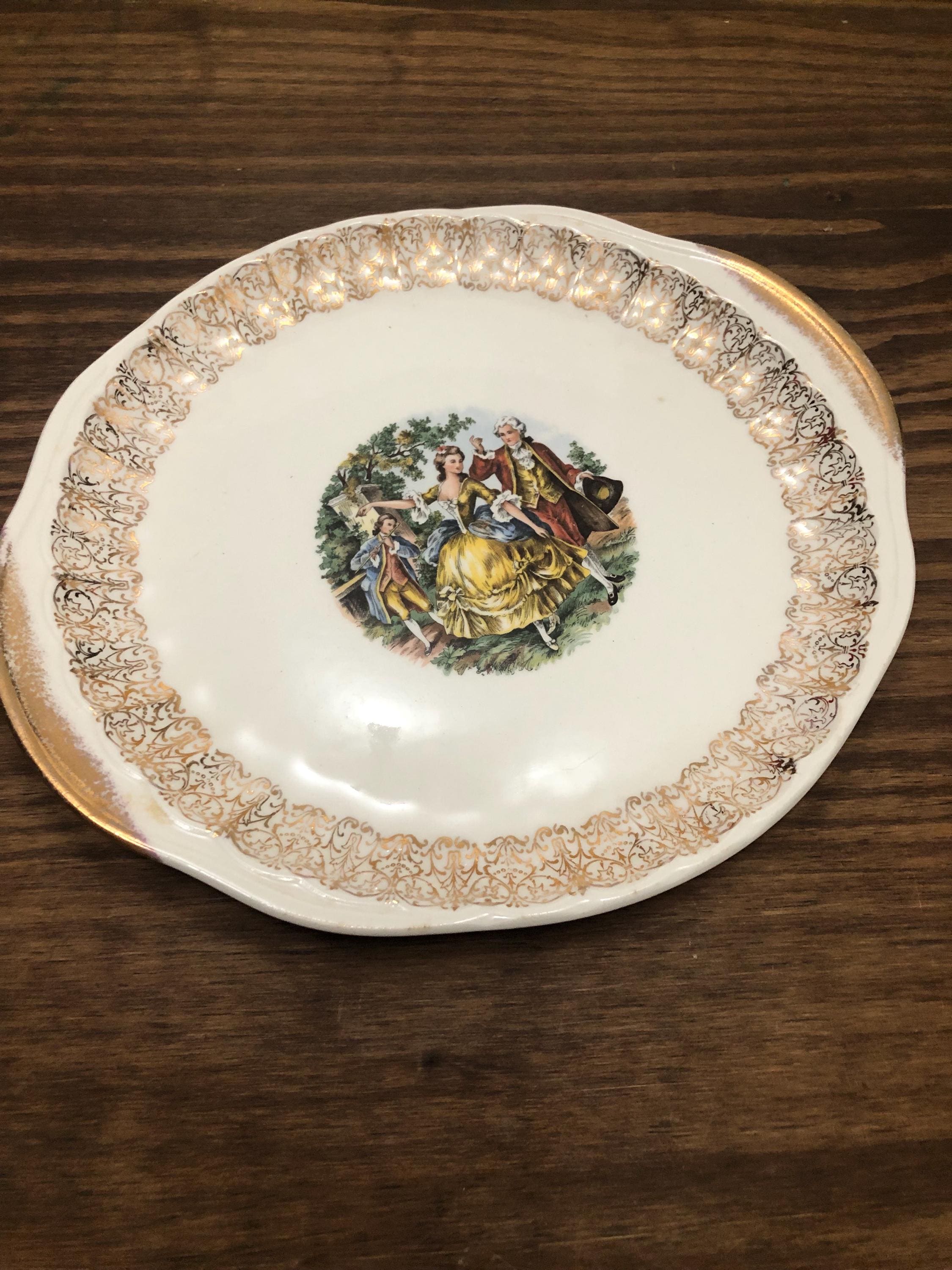 Vintage NASCO Golden Colonial Serving Plate – 22K Gold Trim