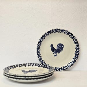 青と白の花柄セラミック皿4枚セット 青と白の花