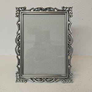 Ornate Silver Picture Frame: Baroque Rococo Style, 5x7, Tabletop or Wall Mount