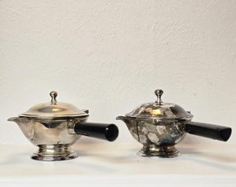 Vintage versilberte Sauciere mit Deckel - Elegante Silberware Soßen- / Saucen-Ausgießer, klassische Küchendekoration, Esstisch-Akzent