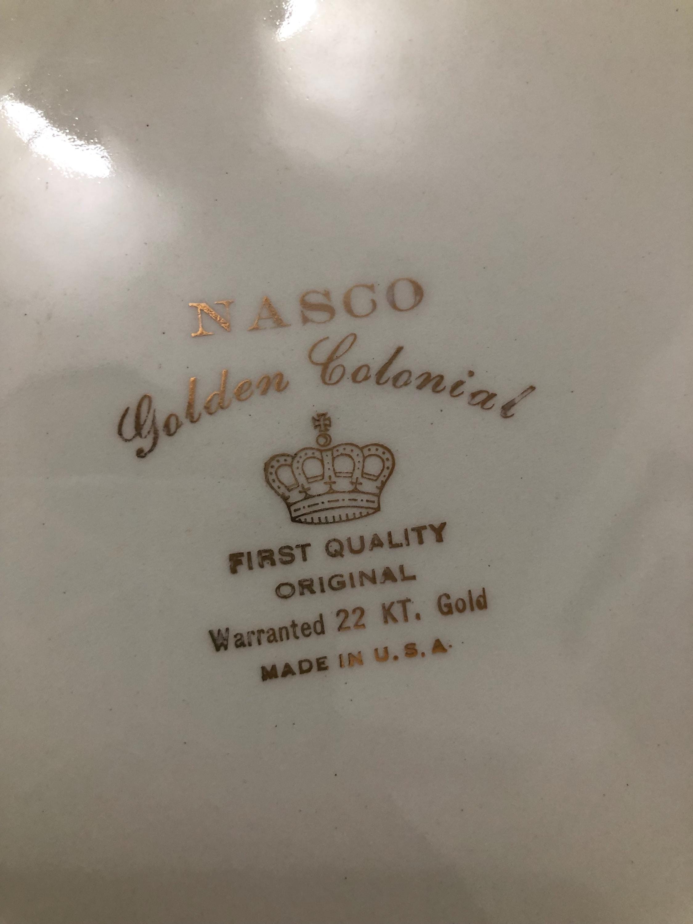 Vintage NASCO Golden Colonial Serving Plate – 22K Gold Trim