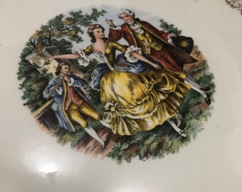 Vintage NASCO Golden Colonial Serving Plate – 22K Gold Trim